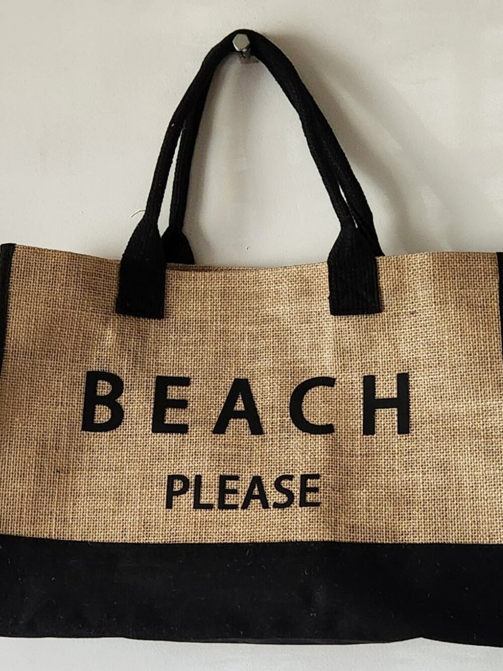 Large burlap tote bag plus small carry case NEW
